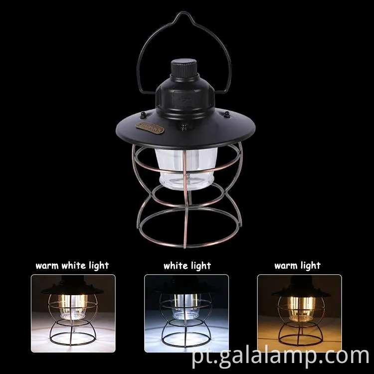 Lâmpada de acampamento de LED à prova d'água com carregamento USB para o ar livre